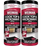 Weiman Glass Cooktop and Microwave Wipes - 2 Pack - Cleaner for Daily Use Professional Home Kitch...