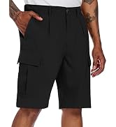 PEGENO Mens Cargo Shorts Elastic Waistband Drawstring Casual Classic Summer Hiking Work Shorts wi...