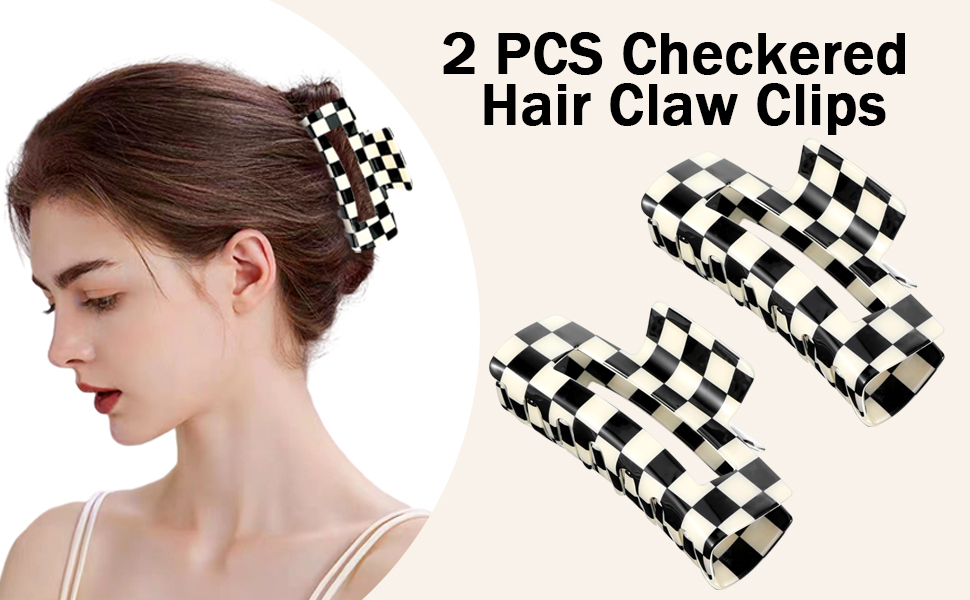Checkered Hair Claw Clips
