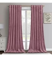 HOMEIDEAS Dusty Pink Mauve Velvet Curtains 52 X 96 Inches, 2 Panels Thick and Luxury Rose Pink Ro...
