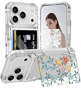AFGHOA for iPhone 17 Pro Case Wallet with Kickstand, 4 Cards Holder Clear Case for Women, Yellowi...