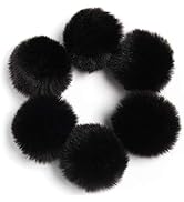 SUSULU Black Pom Poms for Crafts Fluffy Faux Fur Pom Pom Balls Small Black Pompoms with Tiny Cord...