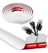 BEIEBIJOB 10ft Self Adhesive Floor Cord Cover, Cable Cavity:0.61" (W) x 0.32" (H), Heavy Duty Sof...