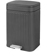rejomiik Small Bathroom Trash Can with Lid Slim Soft Close Garbage Can Step Wastebasket 2.1 Gallo...
