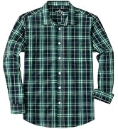 J.VER Mens Button Down Shirts Casual Long Sleeve Dress Shirt Cotton Collared Work Plaid Tops with...