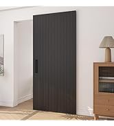 JUBEST 40"x86" Concealed Sliding Barn Door with Soft Close Hardware Kit, Black Hidden Door for Op...
