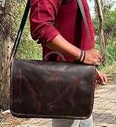 Leather Laptop Messenger Bag for Men - Top Grain Leather Briefcase Computer Satchel Office