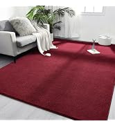 FlyDOIT Area Rugs for Bedroom Living Room, 4x6 Rose Red Super Soft Comfy Thickened Memory-Foam In...