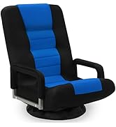 Buymoth Swivel Floor Gaming Chair w/Armrests, Folding Video Reclining Sofa w/6 Adjustable Positio...