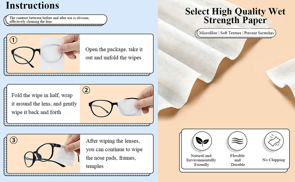 Glasses Cleaning Wipes, Care Touch Lens Cleaning Wipes for Eyeglasses, Eyeglass Wipes