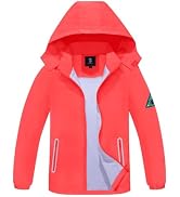 SaphiRose Kids Waterproof Rain Jacket Mesh Lined with Removable Hood | Lightweight rain coat, win...
