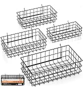 INCLY 4 Pack Pegboard Baskets Bins Set, Square Style 4 Size Black Metal Wire Shelves Hooks to Any...