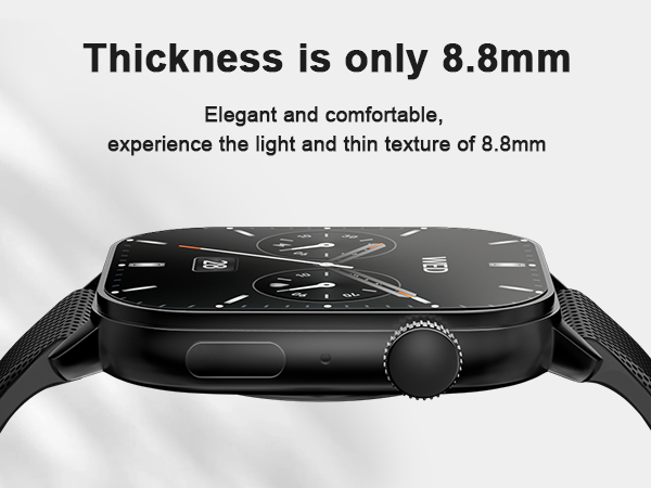 The smartwatches is only 8.8mm thick, with a 20mm soft strap