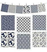 VISSTREE Swedish Dishcloths for Kitchen, 6 Pcs Reusable Blue Japanese Pattern Dish Cloths, Absorb...