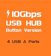 Qeefun 4-Port USB 3.2 Hub, Individual LED Power Switches, 10Gbps Data Transfer USB 3.2 Gen 2 Spli...