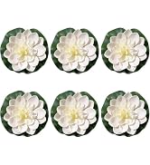 WNHNO 6 Pcs White Artificial Lotus Flowers Large Floating Lotus Faux Water Lily Flowers Fish Pond...