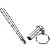 Zhuluck 1Pc Silver Retractable Mini Pen Made of Stainless Steel Retractable Pocket Pen Keychain D...