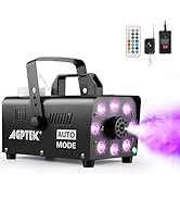 AGPTEK Smoke Machine, Fog Machine with 13 Colorful LED Lights Effect, 500W and 2000CFM Fog with 1...