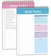 To Do List Notepad, 2 Pack Ougesi 9"x6" Undated Daily Planner Notebook with Waterproof Cover, Tas...