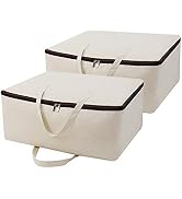 Breathable Canvas Cotton Soft Storage Bags with 3-side Zip Handles, Bedding, Sweaters, Clothes Or...