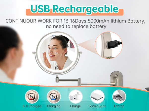 Rechargeable Lighted Makeup Mirror