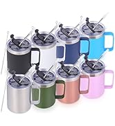 Volhoply 12oz Insulated Leakproof Coffee Mug with Flip & Straw Lid Bulk 8 Pack,Double Wall Vacuum...