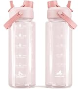 POWCAN 40 oz Plastic Water Bottle with 2-in-1 Lid, BPA-Free, Motivational Water Bottle with Time ...