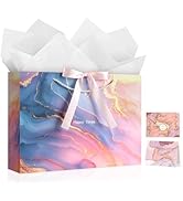 JMANNI Gift Bags, Marble Pattern Gift Bags with Ribbon, Portable Paper Gift Bag, Marble Pattern, ...