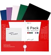 Enday Folders with Pockets (6 Pack) 4 Pocket Folder, Assorted Colors File Folders for Documents, ...