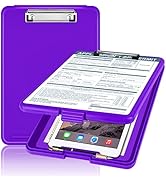Foldable Nursing Clipboard, 8.5x11, Smooth Writing, High Capacity Storage, Purple