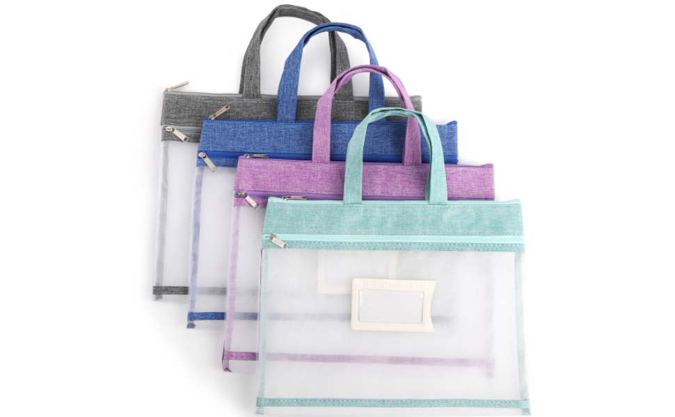 4 Pack Mesh Zipper Pouch with Handle