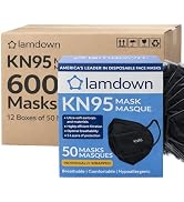 Lamdown (600-Pack) KN95 Face Masks, Individually Wrapped, Premium Disposable Dust Mask, Black