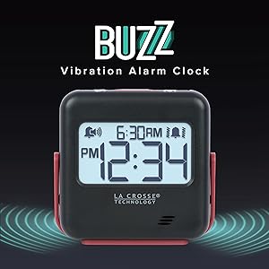 lacrosse, la crosse, 617-147, 617-43937, buzz, vibration, alarm clock, bedside, travel, portable