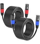 XLR Cable 15ft 2 Packs - Premium Balanced Microphone Cable with 3-Pin XLR Male to Female Mic Spea...