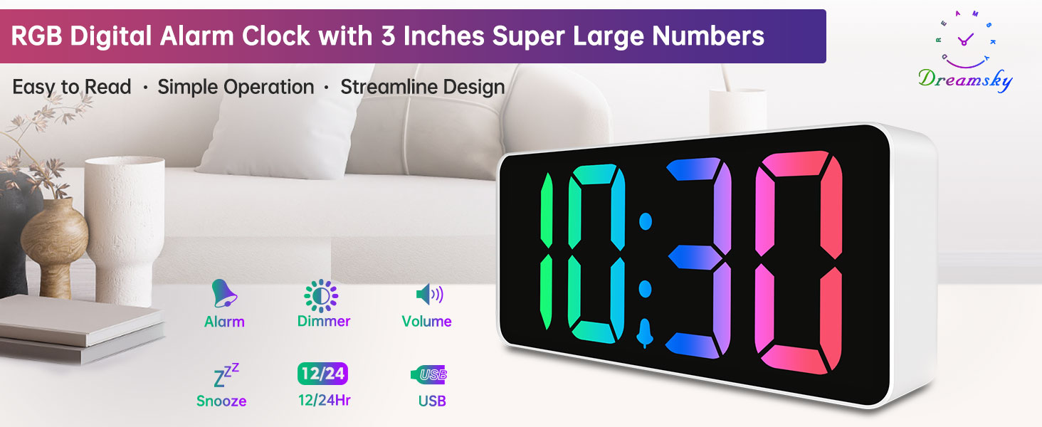 alarm clock big bold numbers rgb