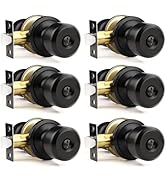 Brotima Black Door Knobs Round Plate Door Handles with Privacy Locking Function for Home Improvem...