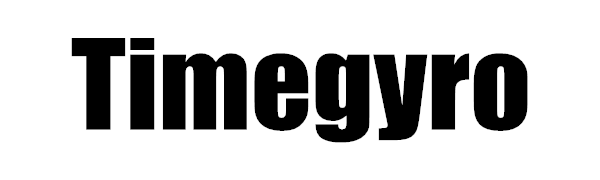 Text reads 'Timegyro' in large black letters, shown in two different views or variations.