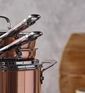GreenPan x Bobby Flay 8 Piece Copper Clad Pots & Pans, Induction Ready Cookware, Measurement Mark...