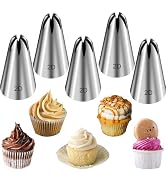 FANTEXY 5 Pieces Large 2D Piping Tips Set – Stainless Steel Cake Decorating Nozzles, Drop Flower ...