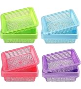 Hacaroa 20 Pack Colorful Plastic Storage Basket, 10.6x7.7x2.8 Inch Classroom Storage Bins Desktop...
