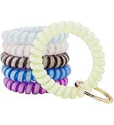 BIHRTC Pack of 6 Wrist Band Key Holders Wrist Keychain Flexible Spiral Stretchable Plastic Coil W...