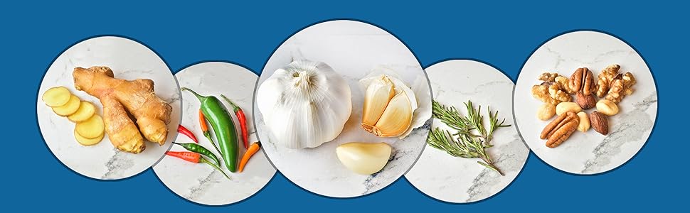 Garlic Twister is usable on garlic, ginger, herbs, nuts and peppers