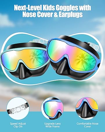 kids swim goggles with nose cover