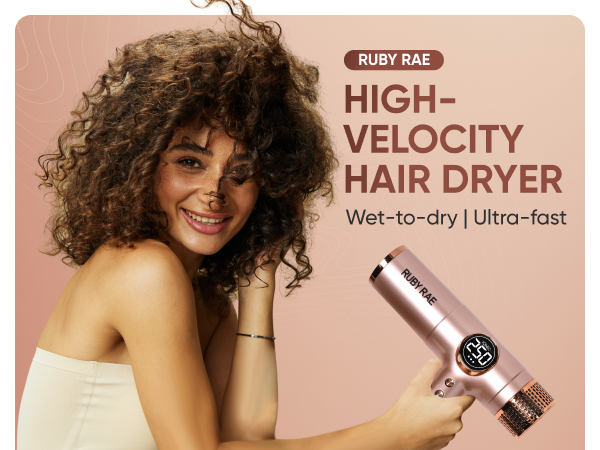 A women holding a blow dryer
