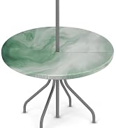 Ackutea Outdoor Round Fitted Tablecloth - Green Marble Elastic Edge Circular Table Cloth with Umb...