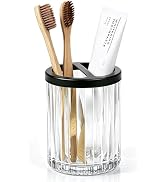 Amolliar Clear Glass Toothbrush Holder for Bathroom Countertop, 8oz Bathroom Tumbler Mouthwash Cu...