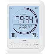 mooas Visual Timer Clock, Digital Bathroom Shower Clock Waterproof Shower Clock, Temperature & Hu...
