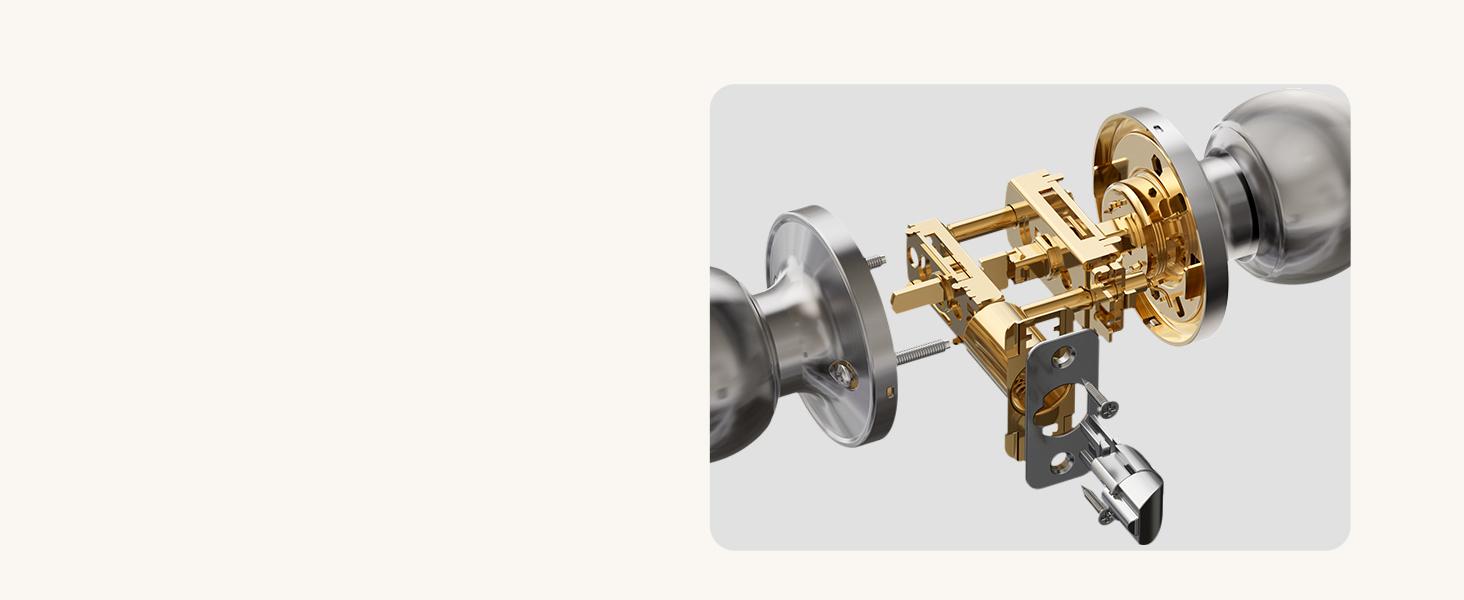 precision internal lock mechanism, refined door knob structure, smooth turning hardware