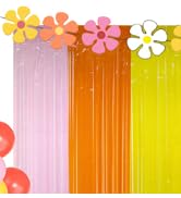 Groovy Foil Fringe Curtains Backdrop Birthday Party Decorations