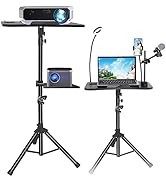 5 in 1 Laptop Tripod Stand, Projector Tripod 33" to 50" Height Adjustable, DJ Racks with Goosenec...